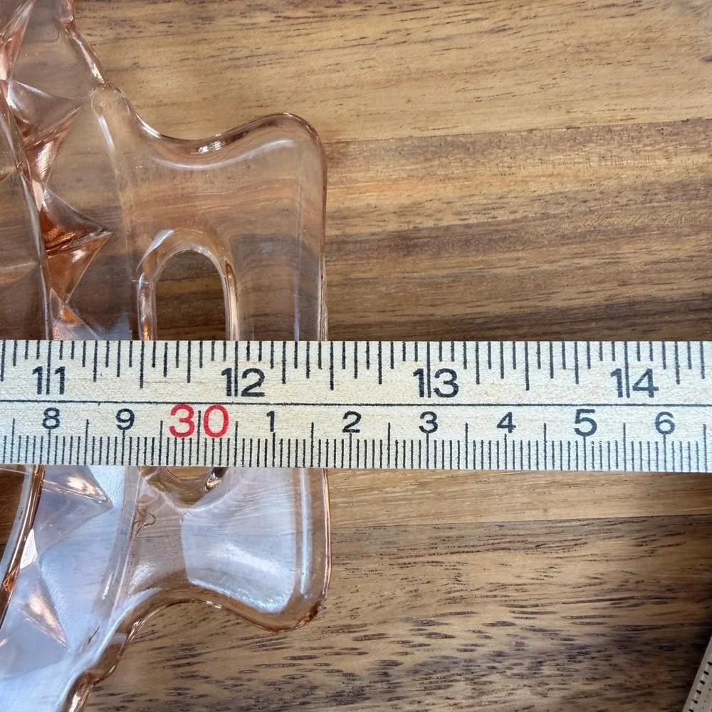 Jeanette Windsor Pattern Pink Depression Glass Cake Plate Handle Platter